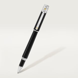 Santos de Cartier 鋼珠筆 大型款，複合材質，鍍鈀飾面及金色飾面