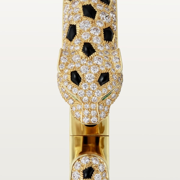 Panthère de Cartier bracelet, medium model, semi-paved Yellow gold, emeralds, onyx, diamonds