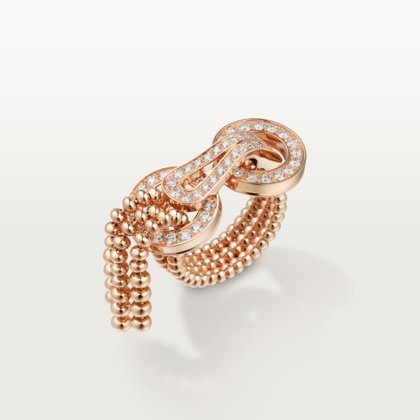 Agrafe ring, semi-paved Rose gold, diamonds