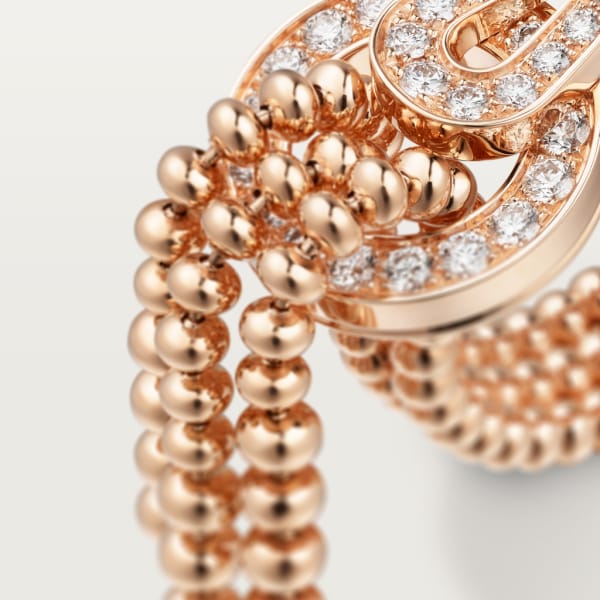 Agrafe ring, semi-paved Rose gold, diamonds