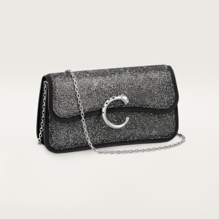 Panthère de Cartier 鏈帶手袋 銀色玻璃圓珠，布料，鍍鈀飾面及黑色琺瑯