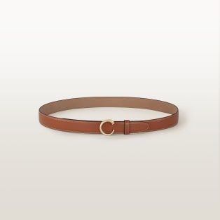 皮帶，Panthère de Cartier，小型款（75厘米） 焦糖色小牛皮，金色飾面帶扣