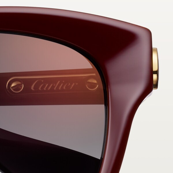 C de Cartier 太陽眼鏡 酒紅色醋酸纖維，灰色鏡片